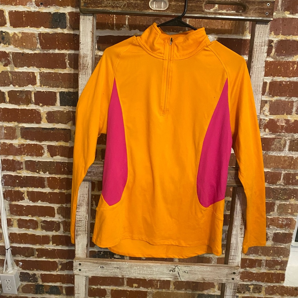 Orange half zip pullover